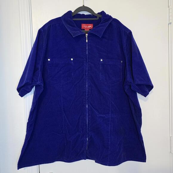 Venezia Jeans Womens Blue Short Sleeve Shacket Corduroy 100% Cotton 26/28 - Picture 1 of 7